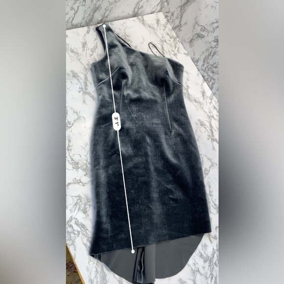 Eliza J Charcoal Gray One Sleeve Bussle Dress Size 14 Perfect for NYE - Picture 7 of 14